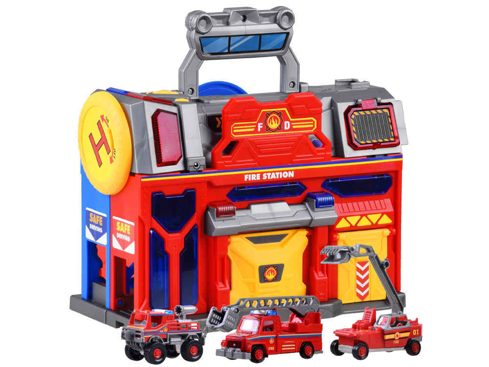 Policijos ir ugniagesių automobilių garažas lagamine