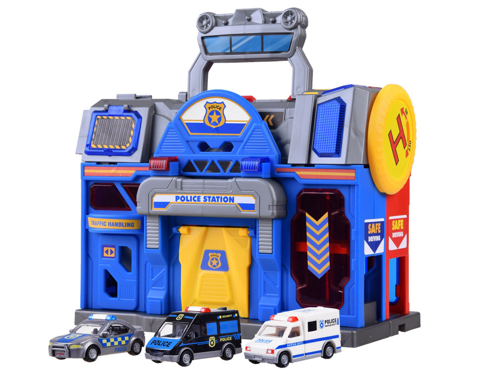 Policijos ir ugniagesių automobilių garažas lagamine