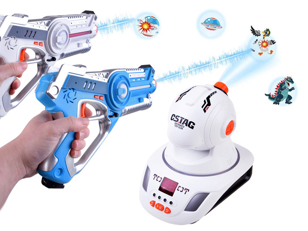 Lazeriniai ginklai ir projektorius su šviesos ir garso efektais