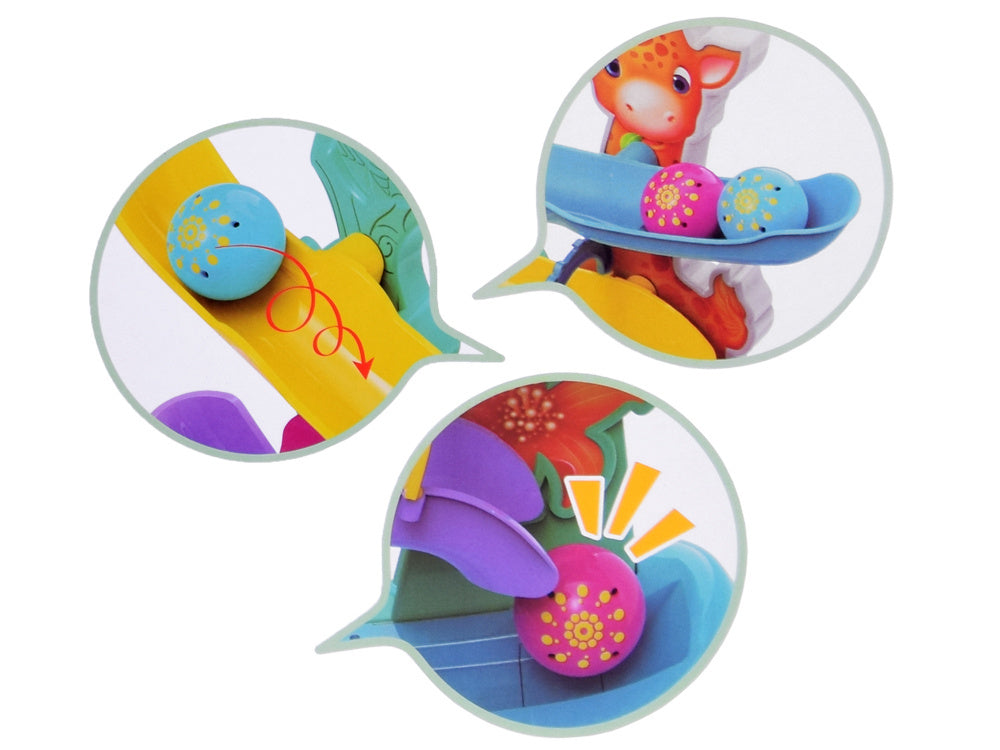 Interaktyvi spalvingas kamuoliukų trasa su garsu