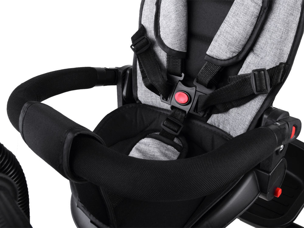 Vaikiškas triratukas su stogeliu 3in1 „Tiny Bike“, pilkas