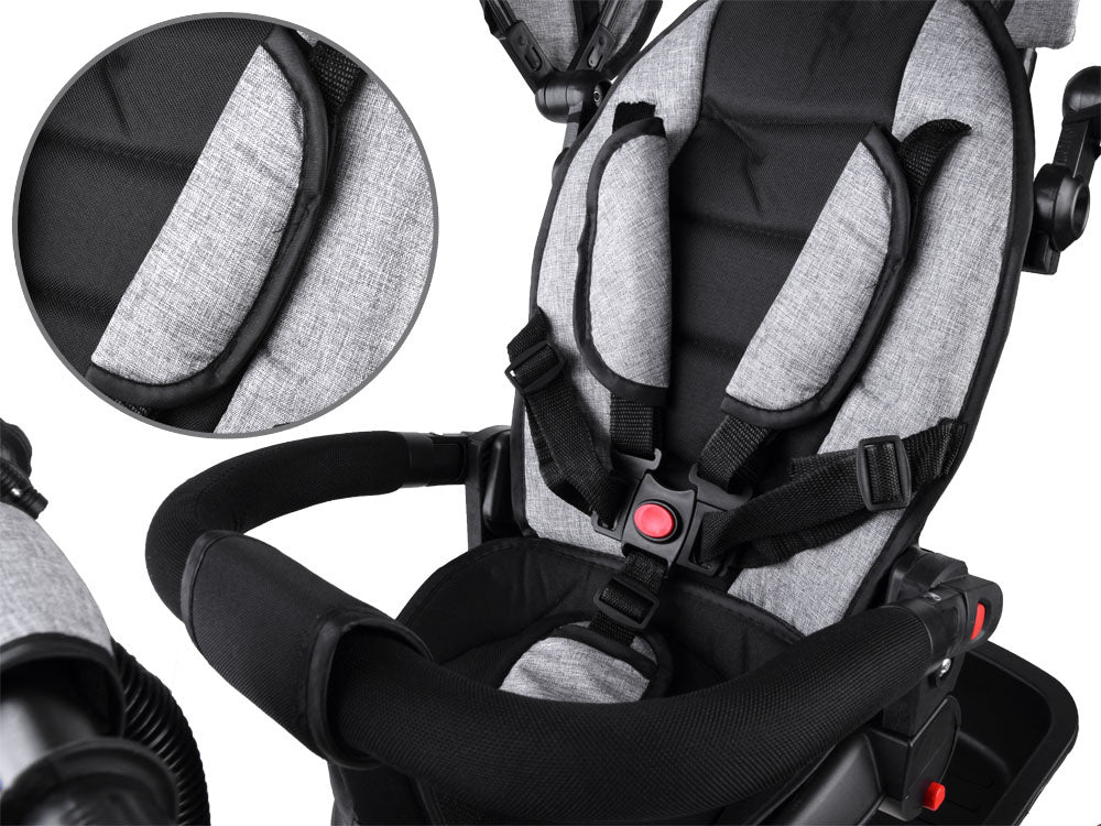 Vaikiškas triratukas su stogeliu 3in1 „Tiny Bike“, pilkas