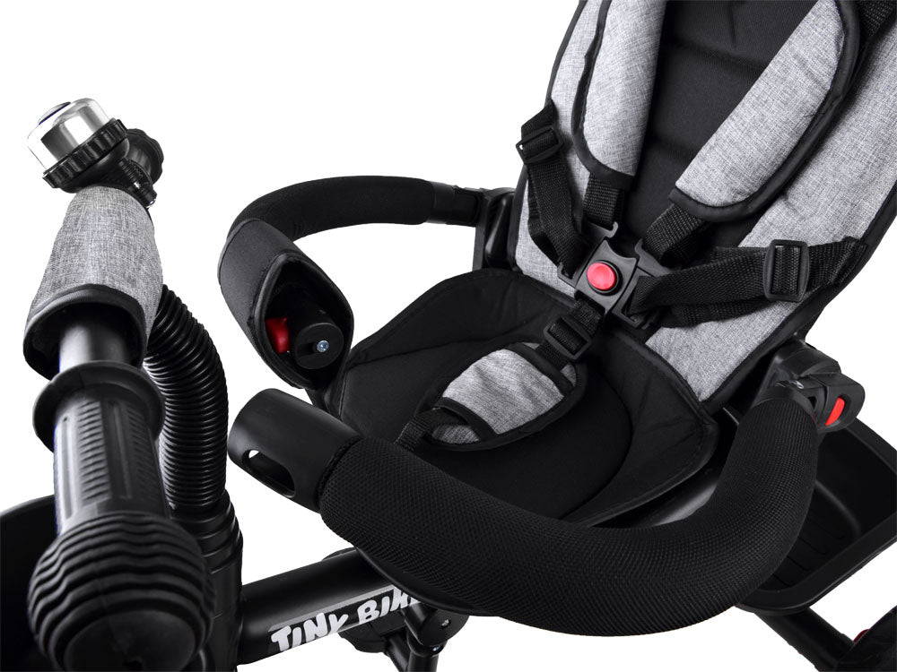 Vaikiškas triratukas su stogeliu 3in1 „Tiny Bike“, pilkas