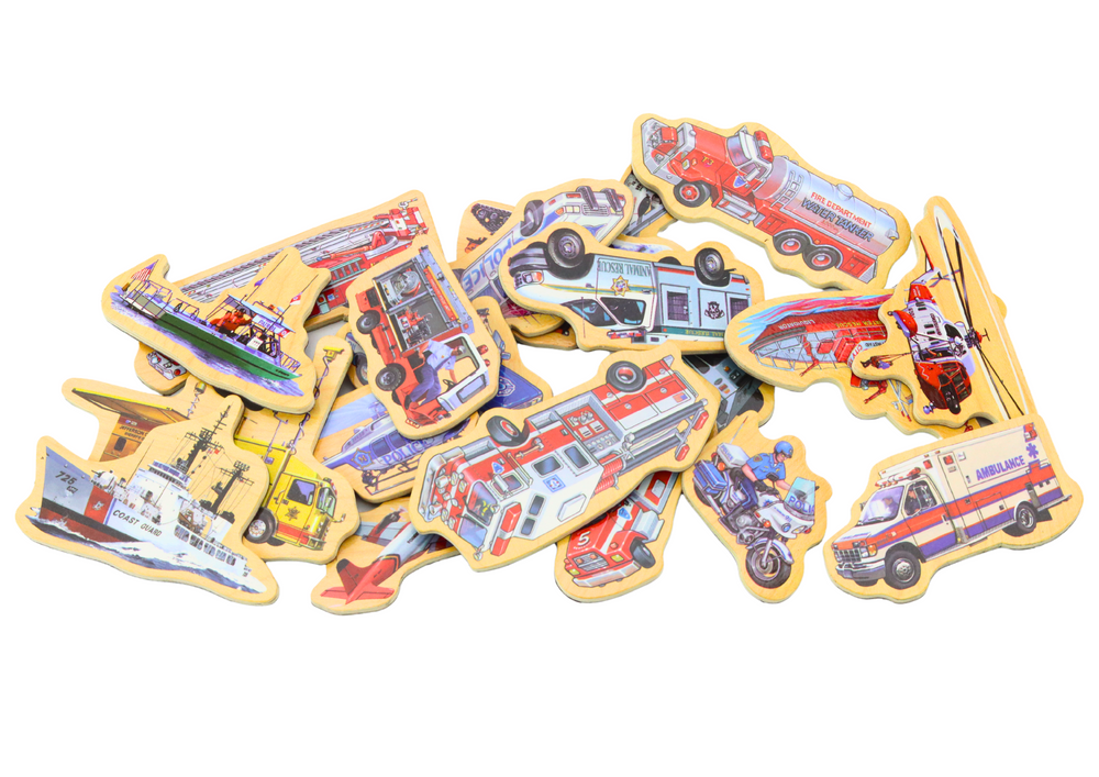 Medinių transporto priemonių magnetukų rinkinys, 20 el.