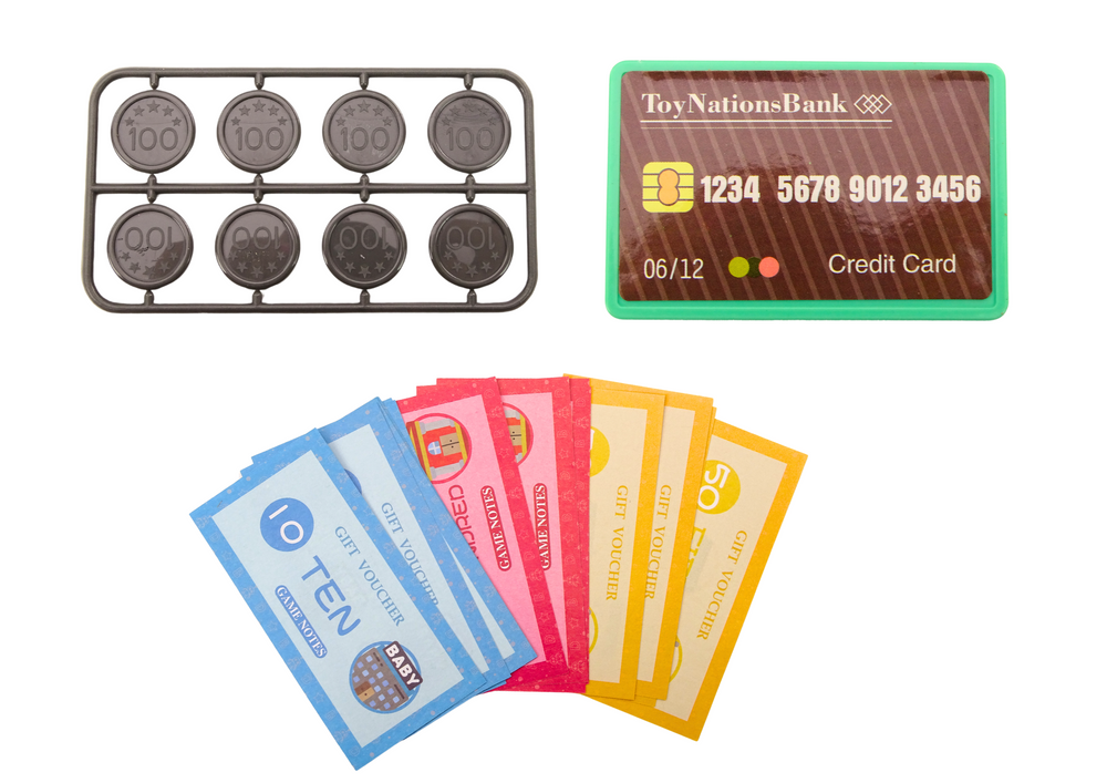 Žaislinis fiskalinis kasos aparatas su garso ir šviesos efektais, mėlynas