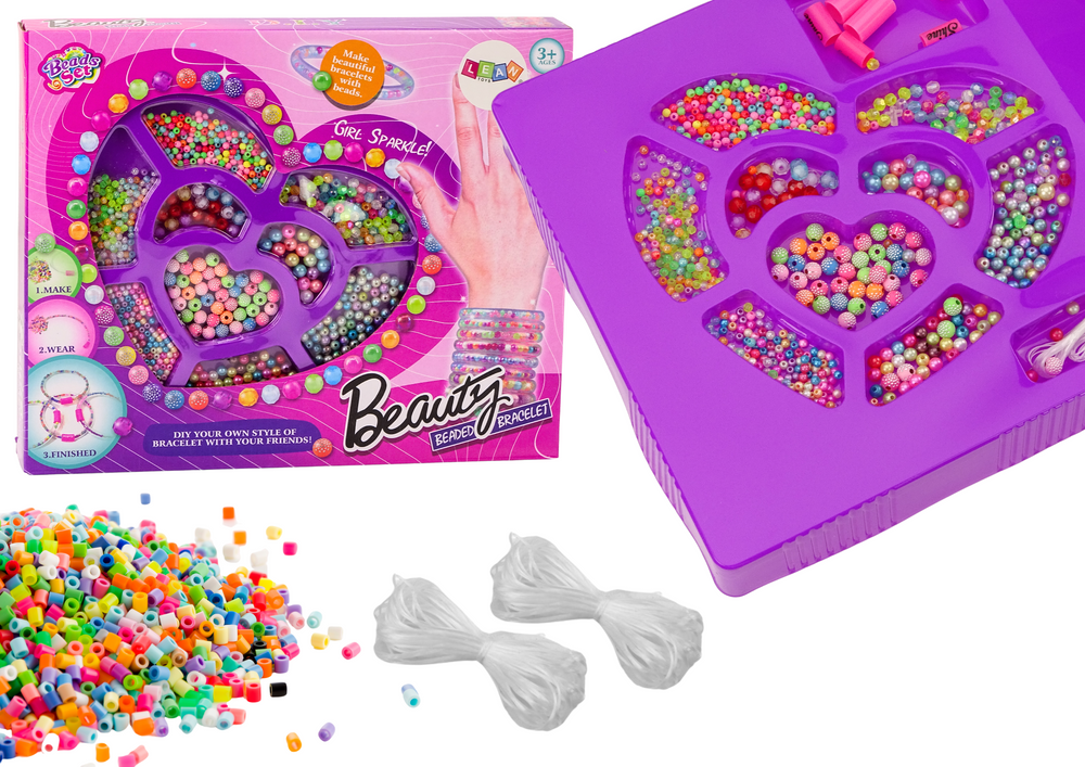 Kūrybinis širdelės formos karoliukų rinkinys papuošalams kurti