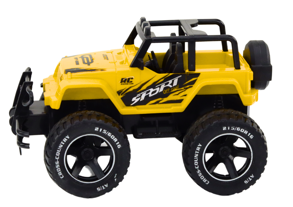 Nuotoliniu būdu valdomas bekelės visureigis 1:18, geltonas