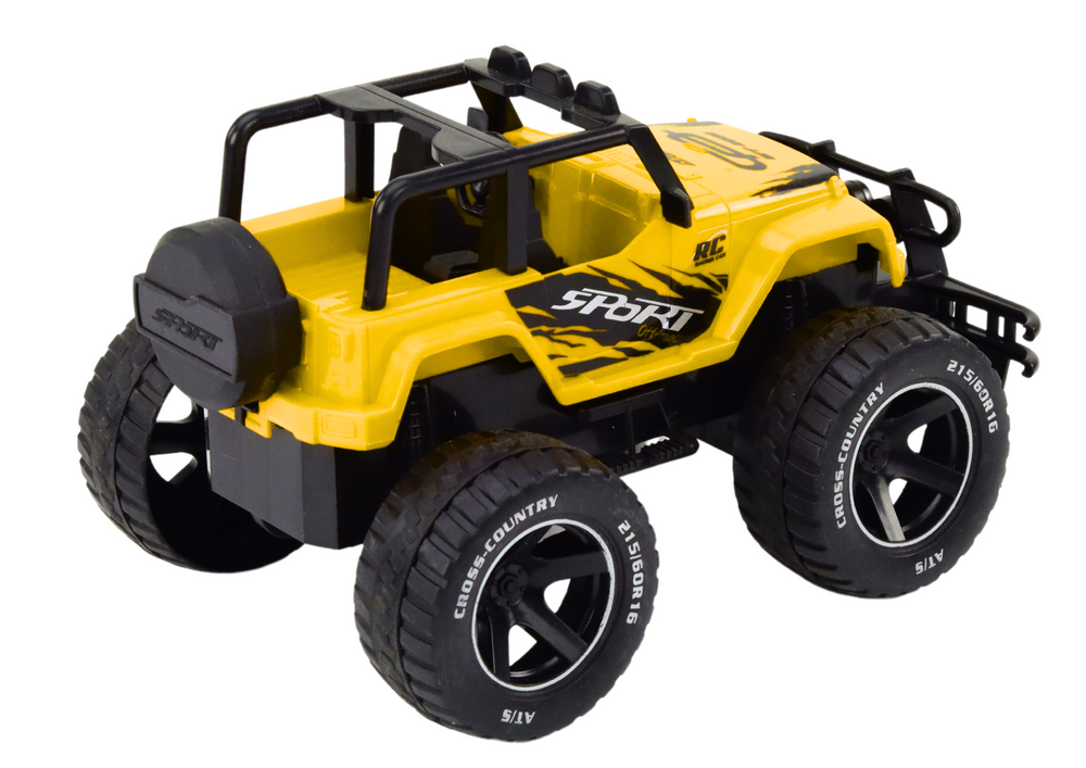 Nuotoliniu būdu valdomas bekelės visureigis 1:18, geltonas