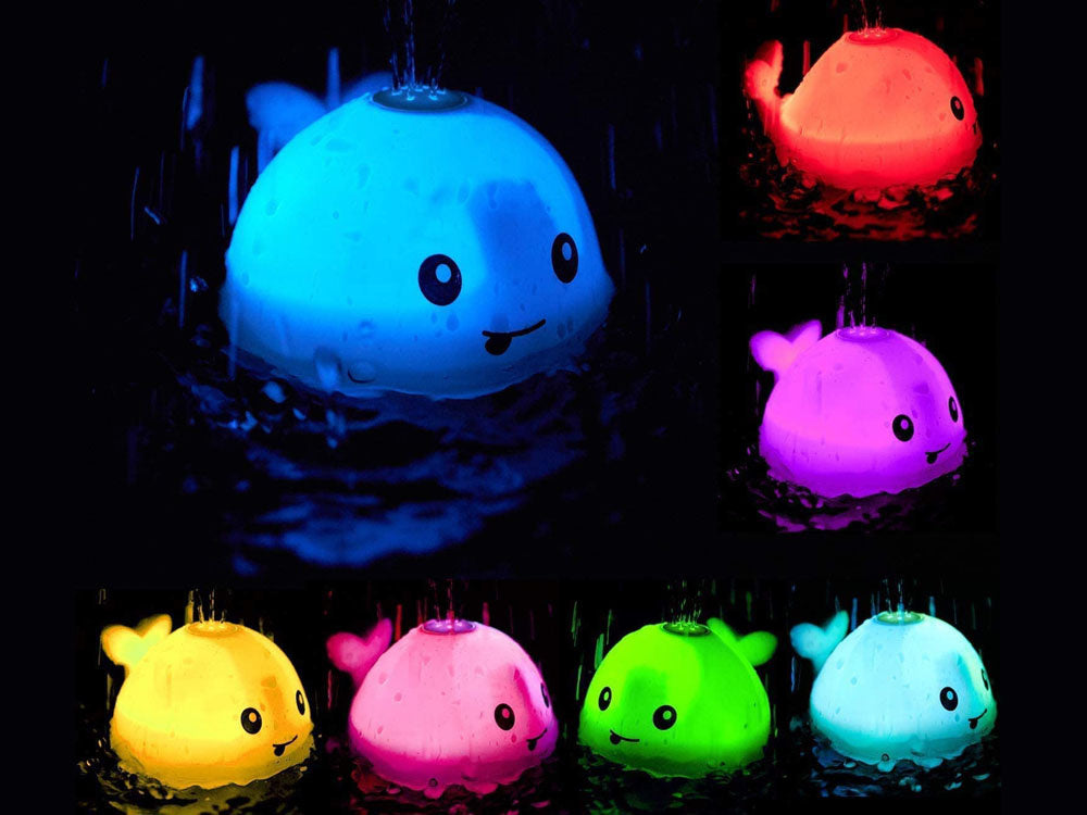 Vandens žaislas banginis su šviesos ir garso efektais, pilkas