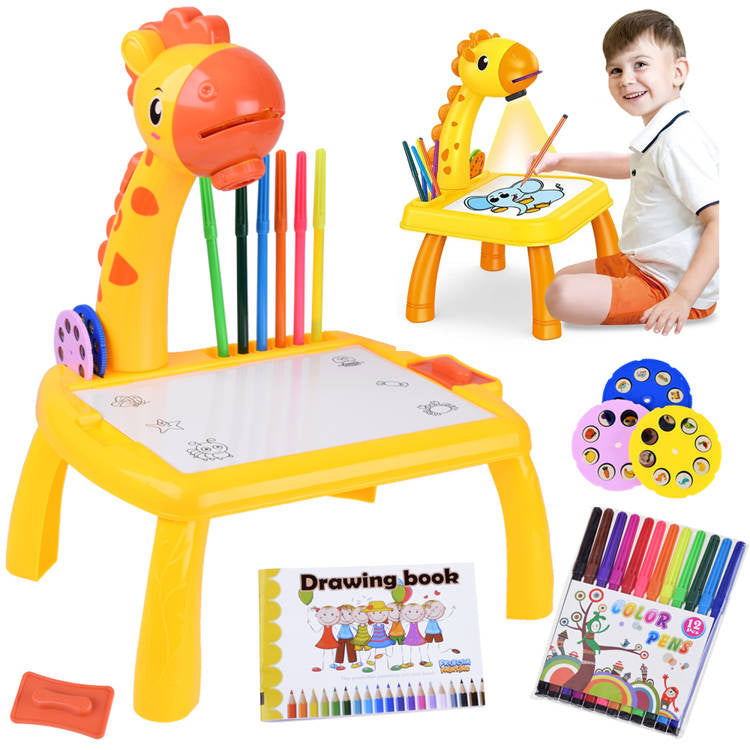 Projektorius su skaidrėmis žirafa su 12 žymeklių, oranžinis