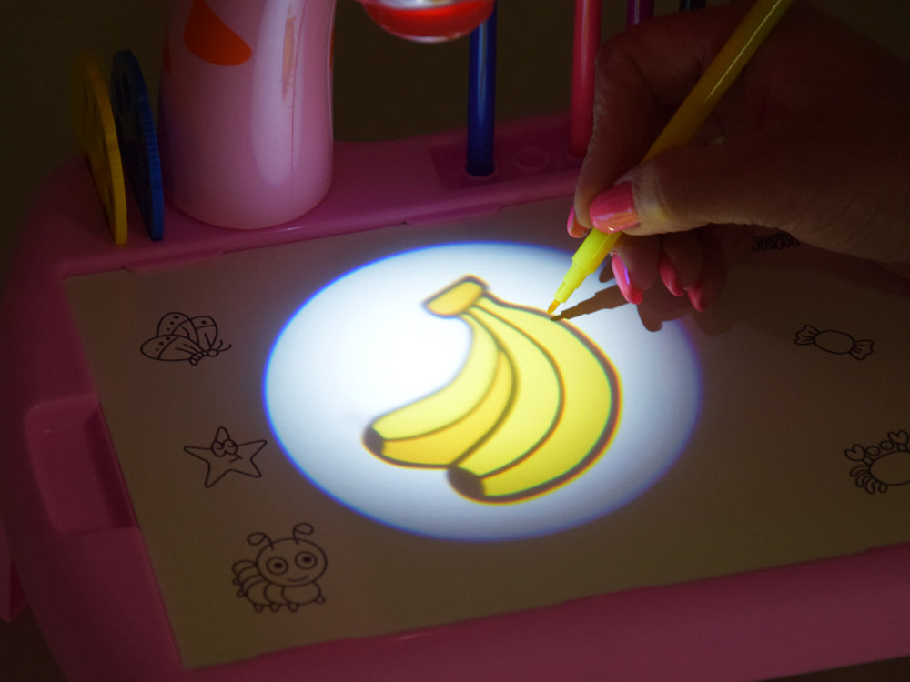 Projektorius su skaidrėmis žirafa su 12 žymeklių, rožinis