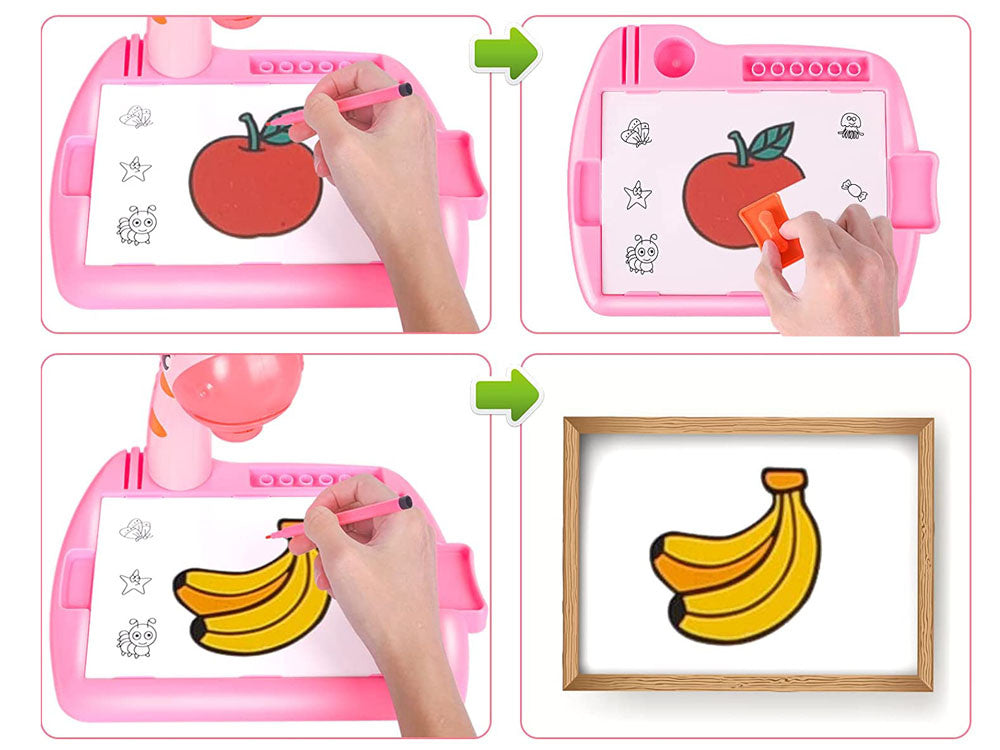 Projektorius su skaidrėmis žirafa su 12 žymeklių, rožinis