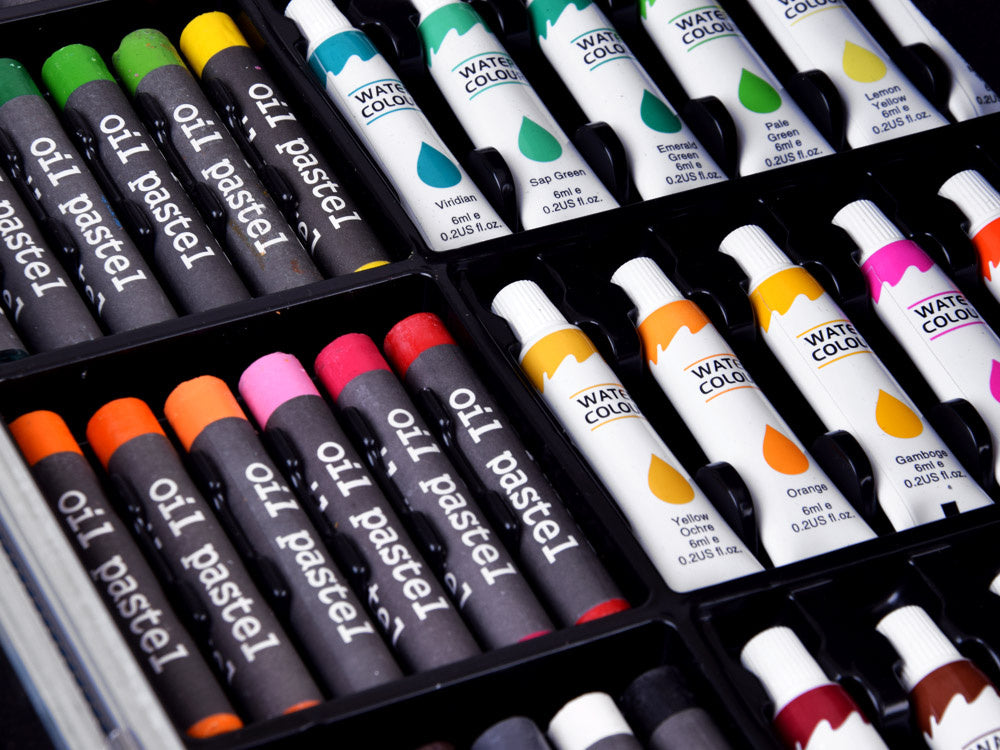 Dailės reikmenų rinkinys lagamine 145 el, rožinis