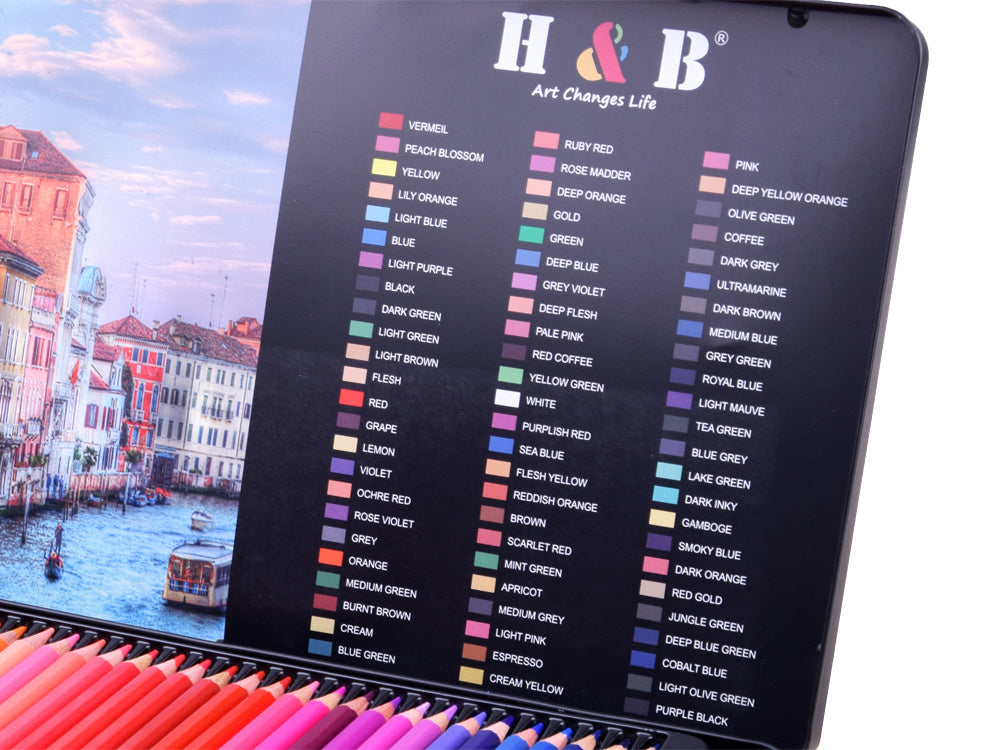 Spalvotų pieštukų rinkinys dėkle, 72 spalvų