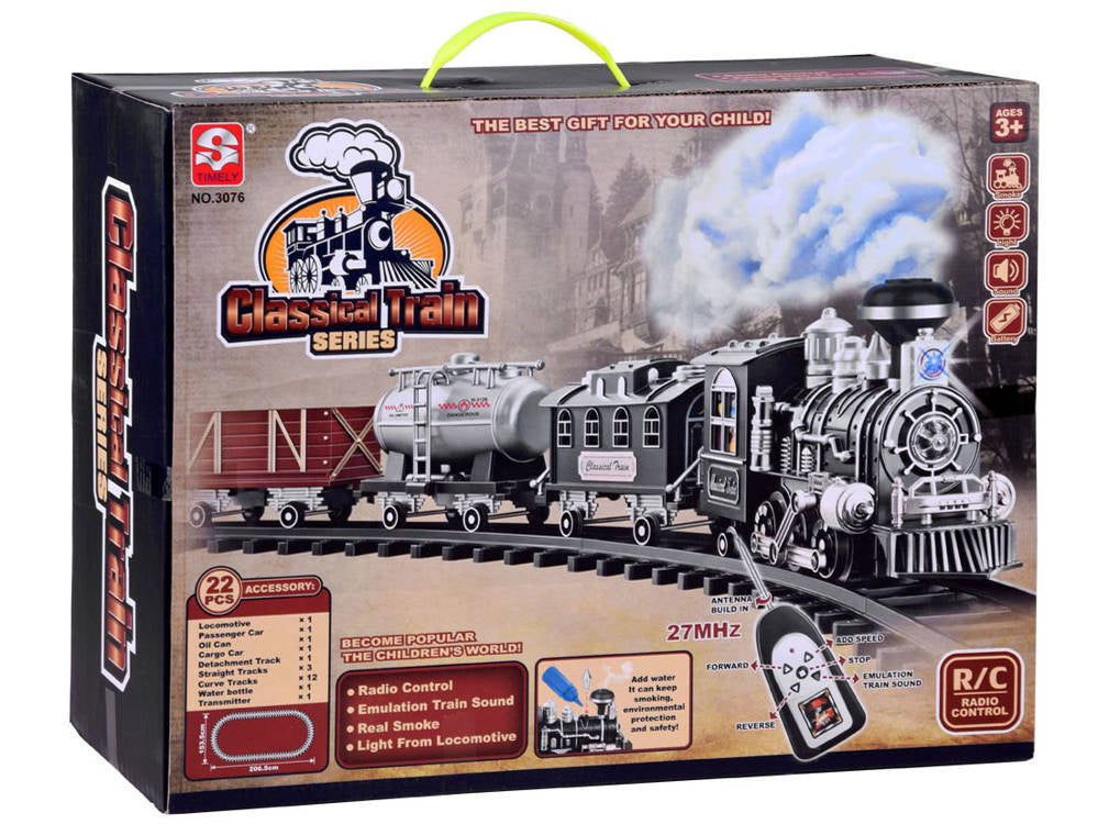 Nuotolinio budu valdymas traukinys su vagonais su garso ir šviesos efektais