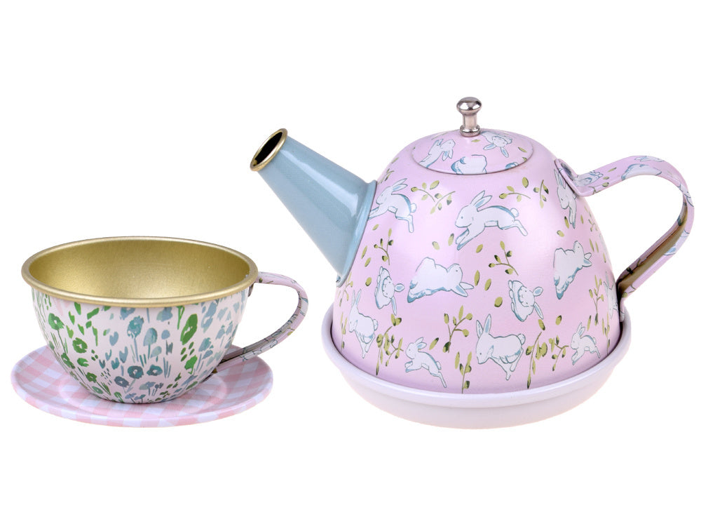 Vintažinis arbatos puodelių rinkinys su dėklu