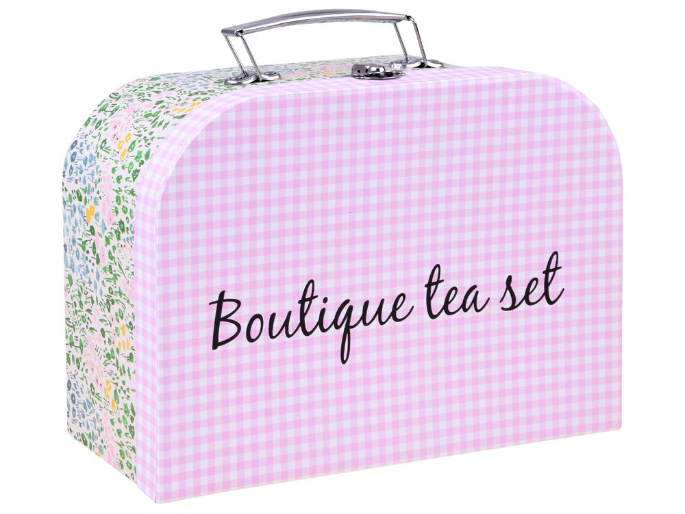 Vintažinis arbatos puodelių rinkinys su dėklu