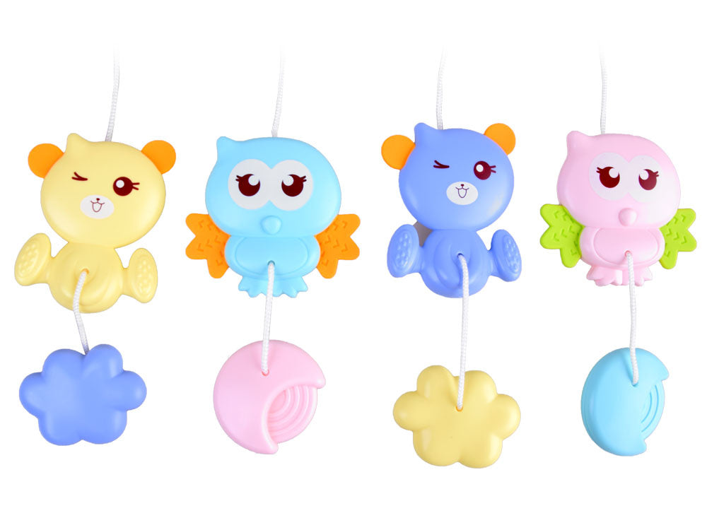 Nuotoliniu būdu valdoma vaikiškos lovytės karuselė su garso ir šviesos efektais, mėlyna