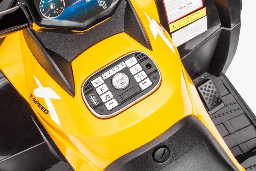 Elektrinis keturratis vaikams 4x4 320W 24 V, geltonas