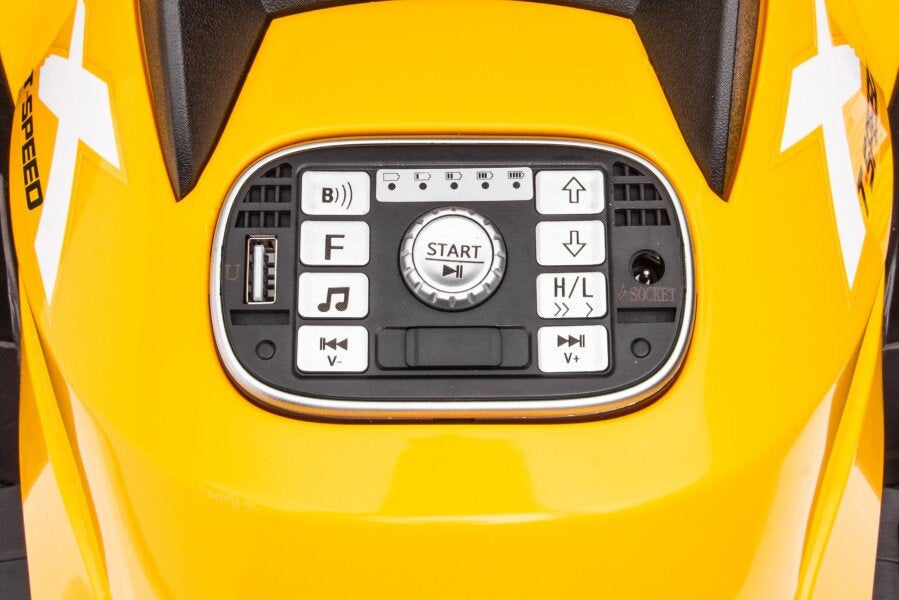 Elektrinis keturratis vaikams 4x4 320W 24 V, geltonas