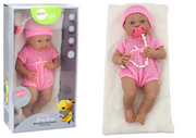 Lėlė kūdikis su rožiniais drabužiais ir priedais