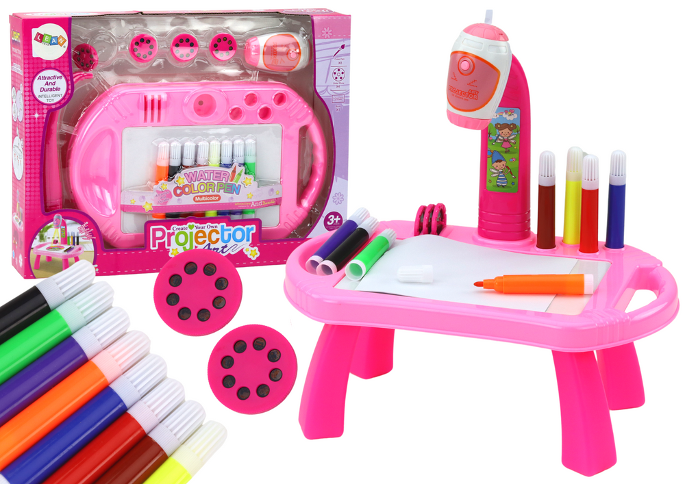 Piešimo stalas su projektoriumi, rožinis