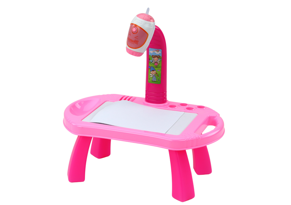 Piešimo stalas su projektoriumi, rožinis