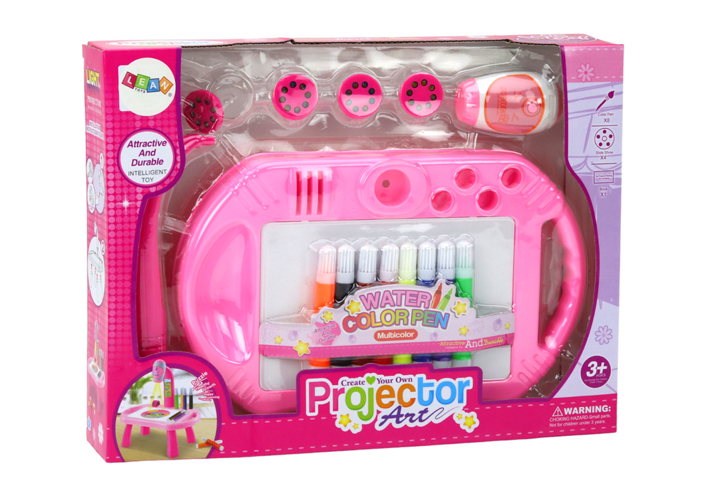 Piešimo stalas su projektoriumi, rožinis