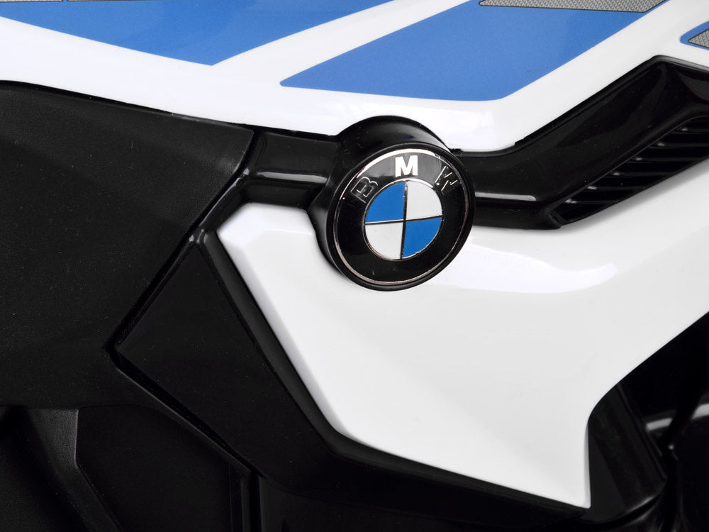 Vienvietis elektrinis policijos motociklas vaikams BMW, baltas