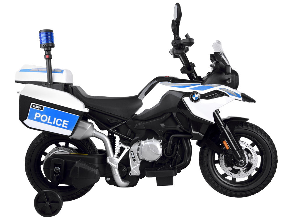 Vienvietis elektrinis policijos motociklas vaikams BMW, baltas