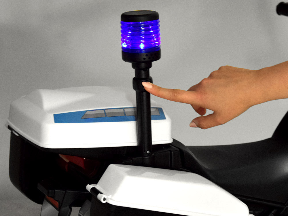 Vienvietis elektrinis policijos motociklas vaikams BMW, baltas