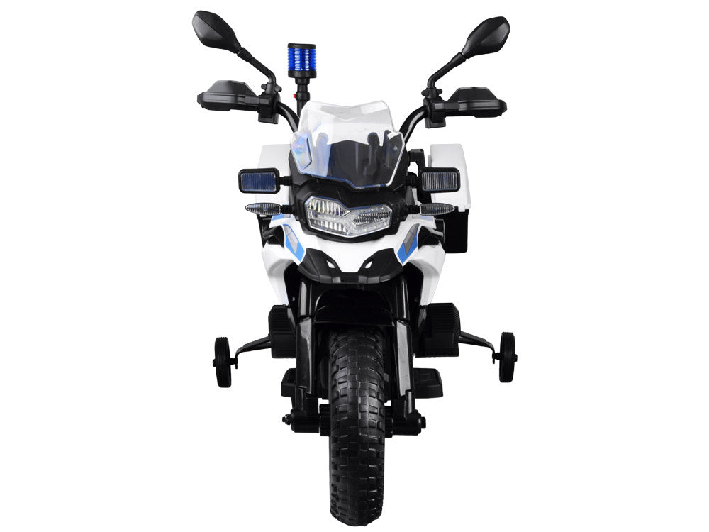 Vienvietis elektrinis policijos motociklas vaikams BMW, baltas