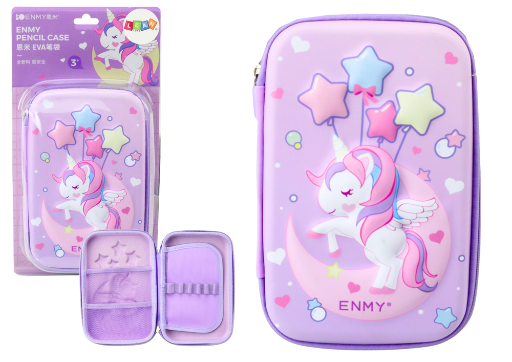 Didelis 3D penalas su vienaragio motyvais 23x15x5 cm, violetinis