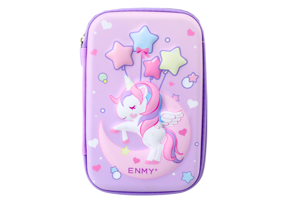 Didelis 3D penalas su vienaragio motyvais 23x15x5 cm, violetinis