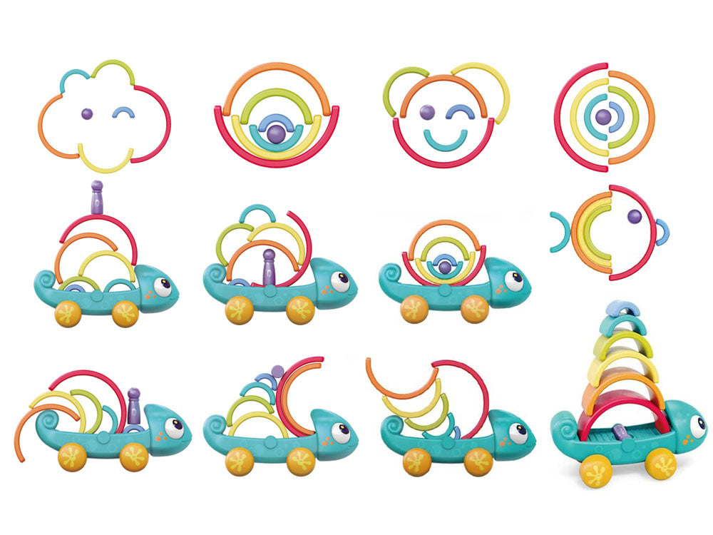 Montessori chameleonas su dėlionė