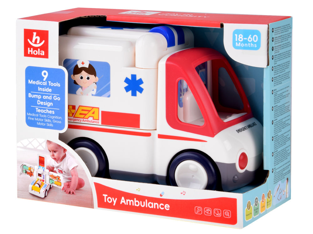 Žaislinis greitosios pagalbos automobilis su šviesos ir garso efektais