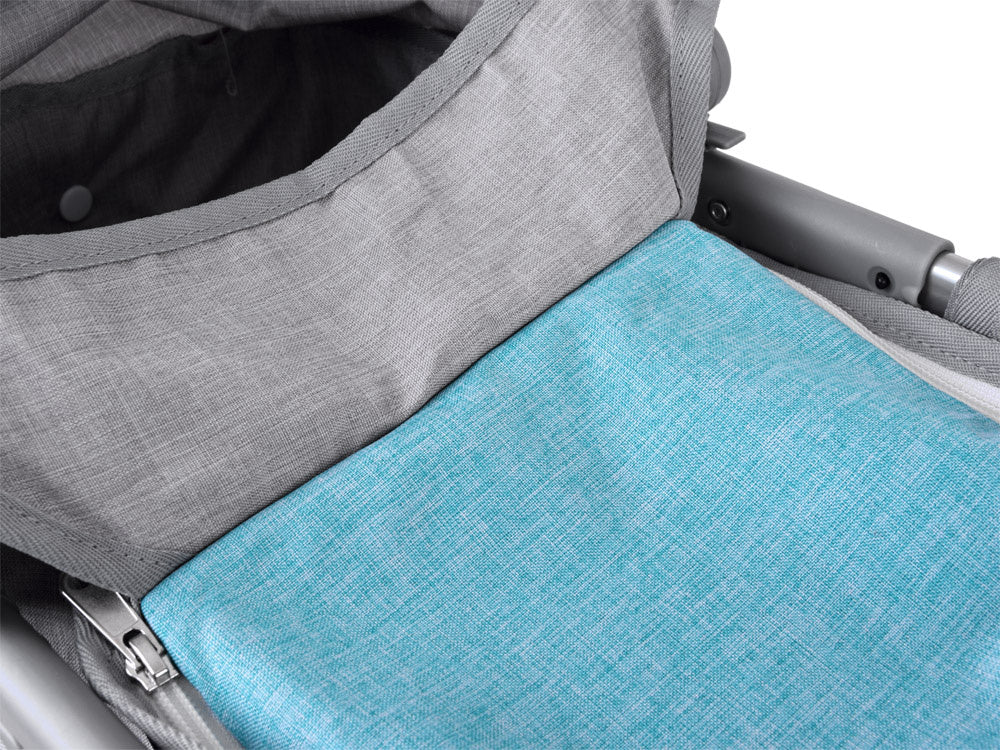 Daugiafunkcinis lėlių vežimėlis 4in1, pilkai mėlynas