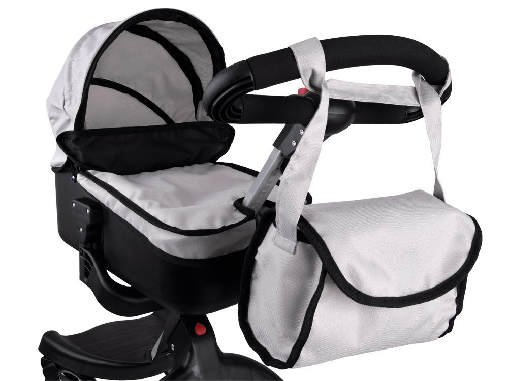 Didelis vežimėlis lėlėms, pilkas