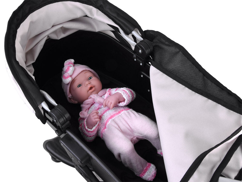 Didelis vežimėlis lėlėms, pilkas