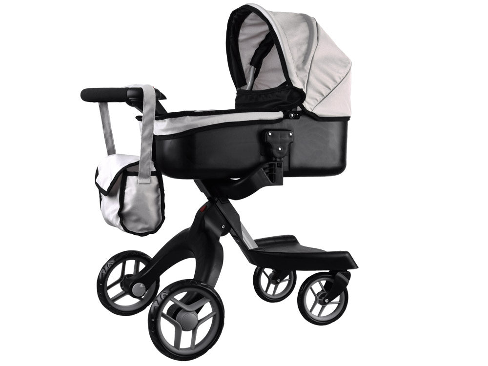 Didelis vežimėlis lėlėms, pilkas