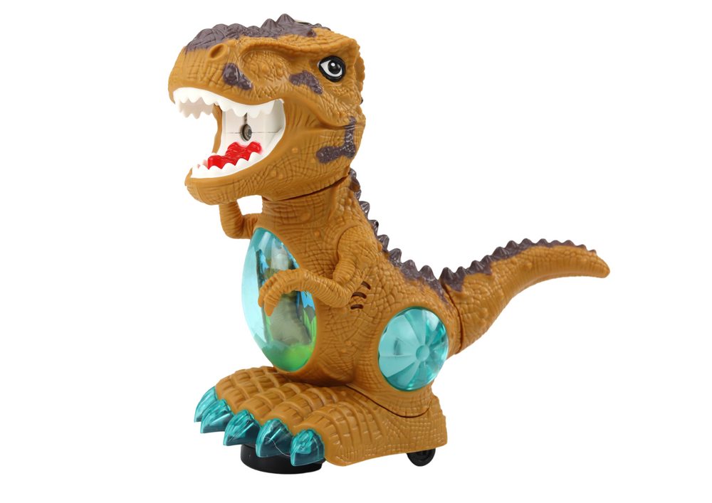 Interaktyvus šokantis dinozauras su dūmų efektu, šviesiai rudas