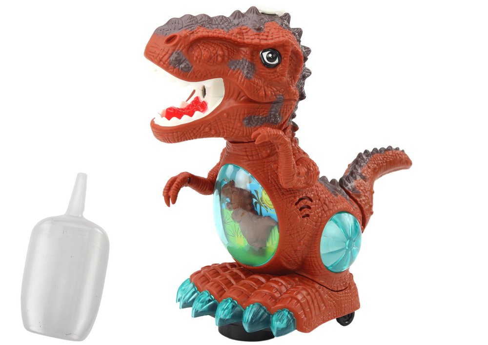 Interaktyvus šokantis dinozauras su dūmų efektu, rudas