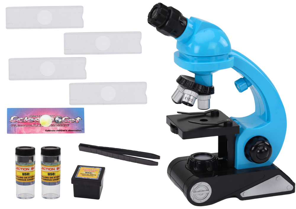 Edukacinis mikroskopas su priedais vaikams, mėlynas