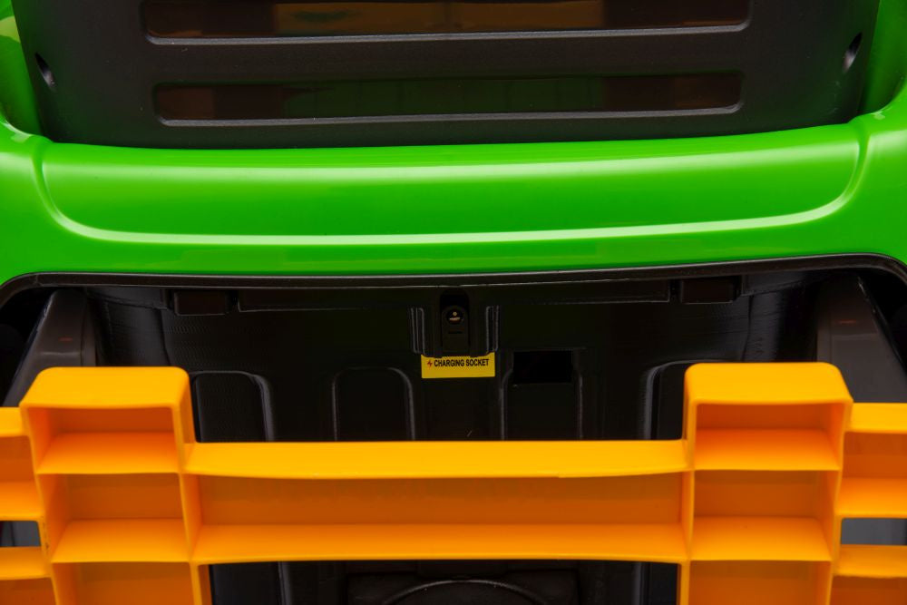 Vienvietis elektrinis traktorius su priekaba vaikams BBH-030, žalias