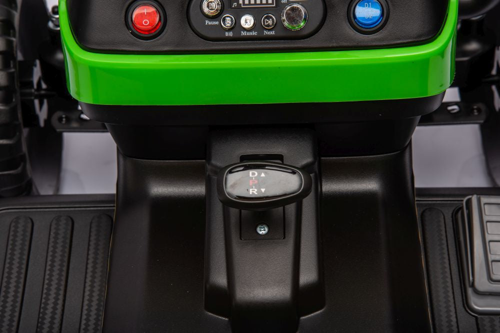 Vienvietis elektrinis traktorius su priekaba vaikams BBH-030, žalias