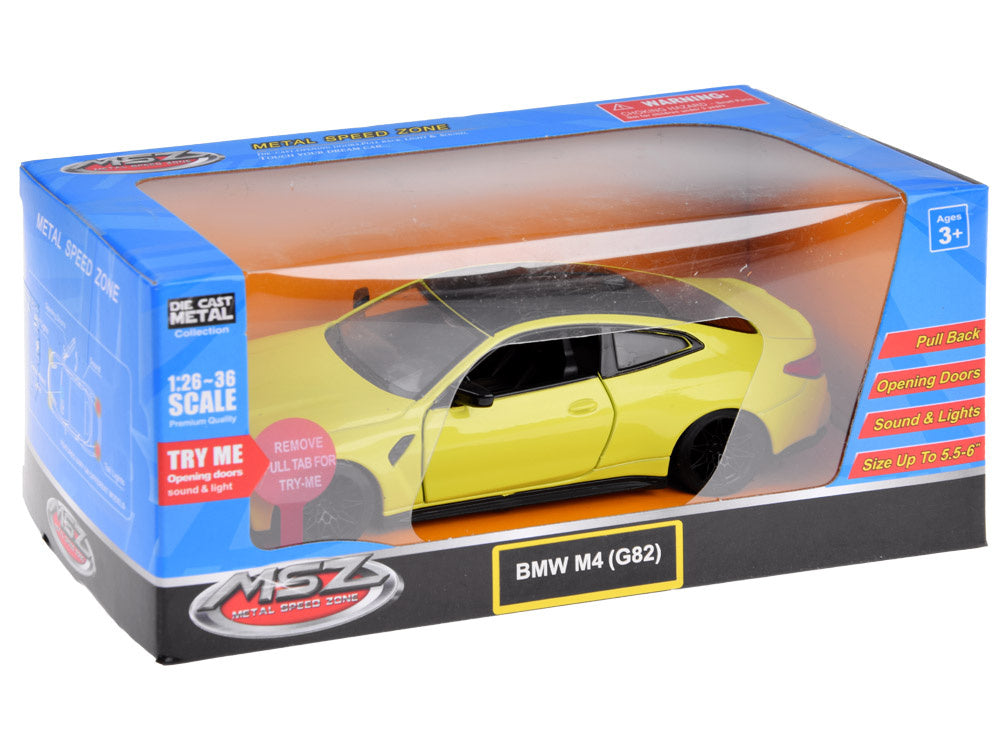 Metalinis BMW M4 automobilis su garso ir šviesos efektais