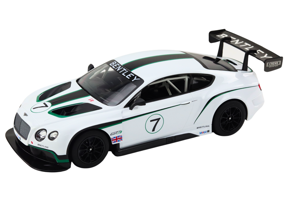 Nuotoliniu būdu valdomas sportinis Bentley Continental GT3 automobilis 1:14, baltas