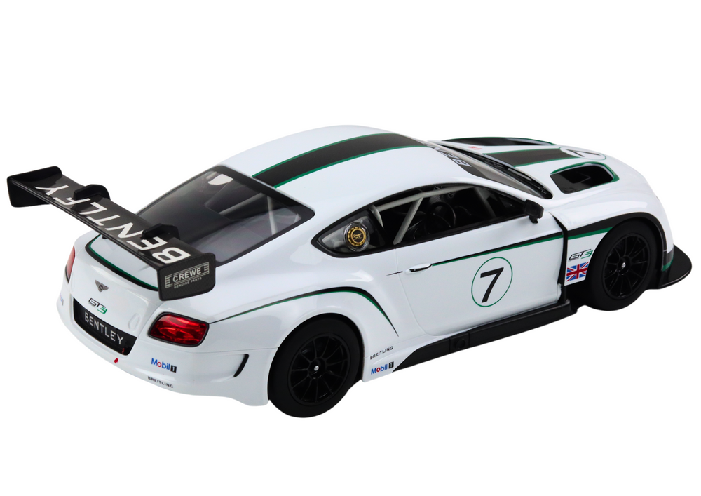 Nuotoliniu būdu valdomas sportinis Bentley Continental GT3 automobilis 1:14, baltas