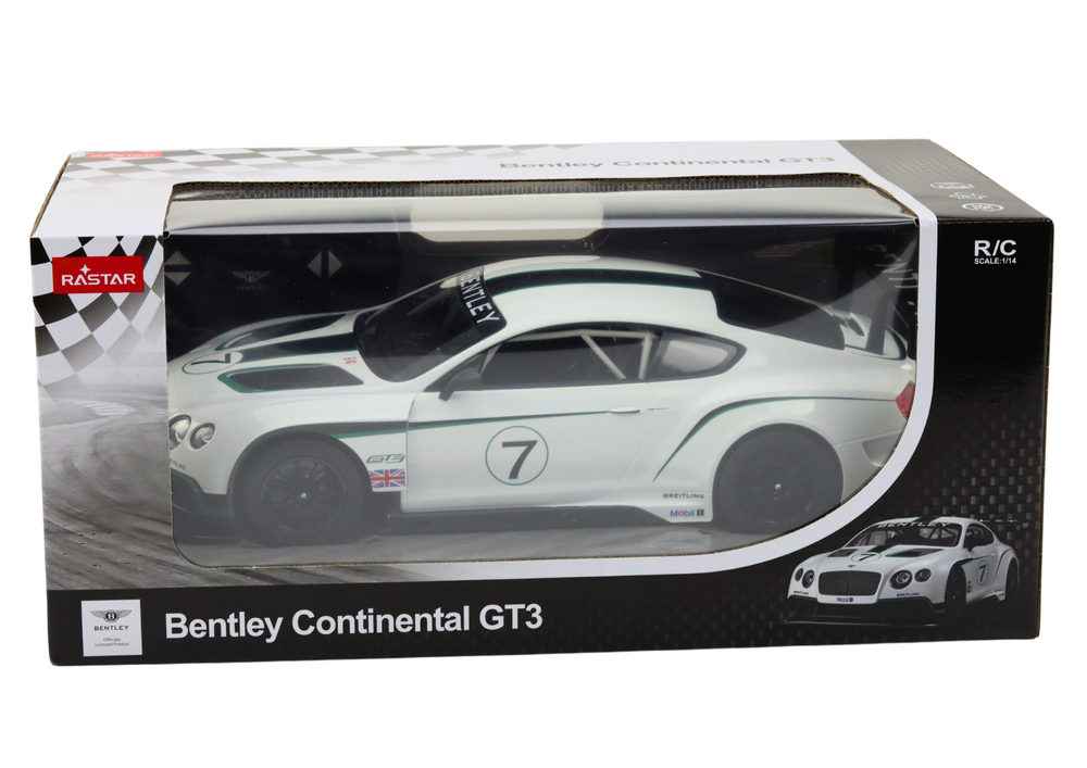 Nuotoliniu būdu valdomas sportinis Bentley Continental GT3 automobilis 1:14, baltas