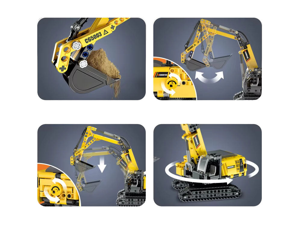 Statybinis ekskavatoriaus CaDA konstruktorius vaikams su judančiais elementai 467 vnt.